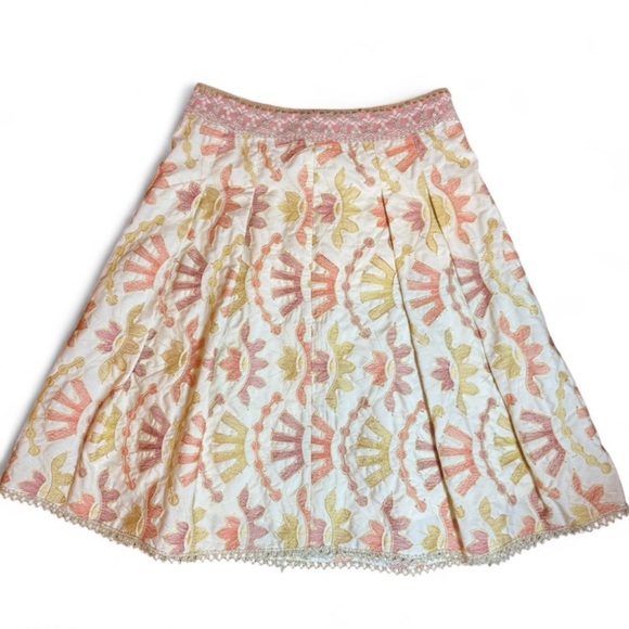 Cynthia Steffe Cream and Orange A-Line Skirt - Picture 2 of 9